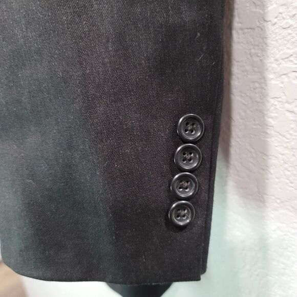 Pronto Uomo 44L Long Mens Wool Sport Coat Blazer Suit Jacket 2 Button Black - Picture 6 of 8